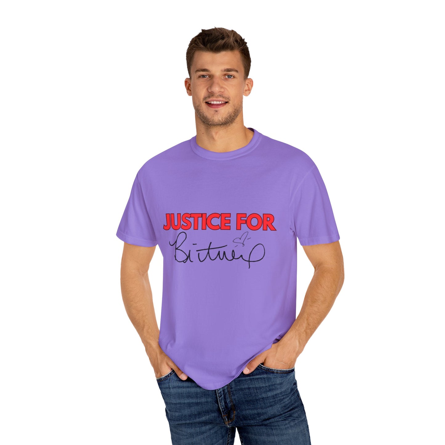 Justice for Britney Unisex Garment-Dyed T-shirt, Casual Tee, Fan Apparel, Music Merchandise, Statement Shirt, Social Movement Wear