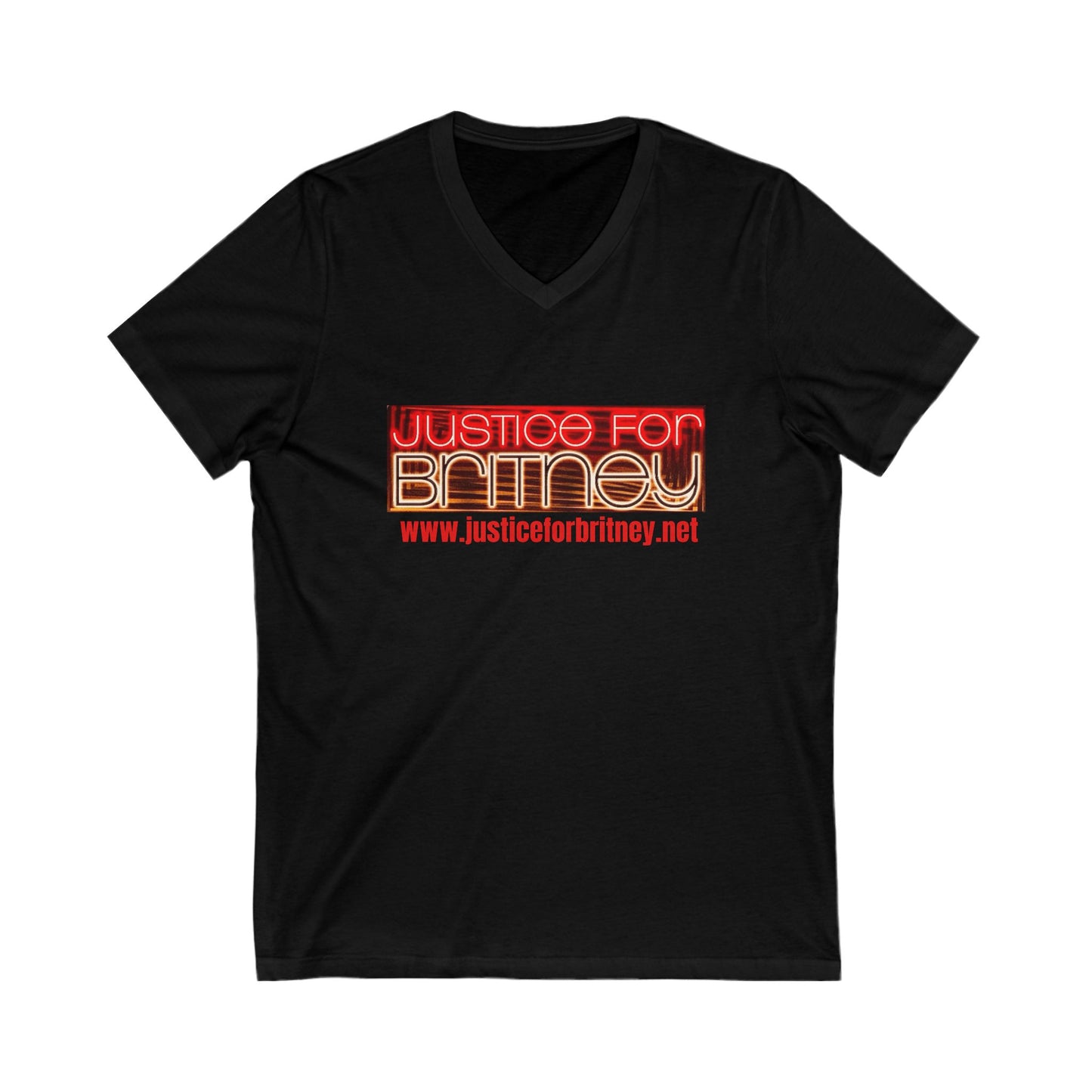 Justice for Britney V-Neck Tee, Lightweight Casual T-Shirt