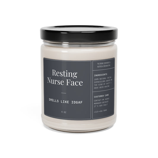 Resting Nurse Face Scented Soy Candle, 9oz