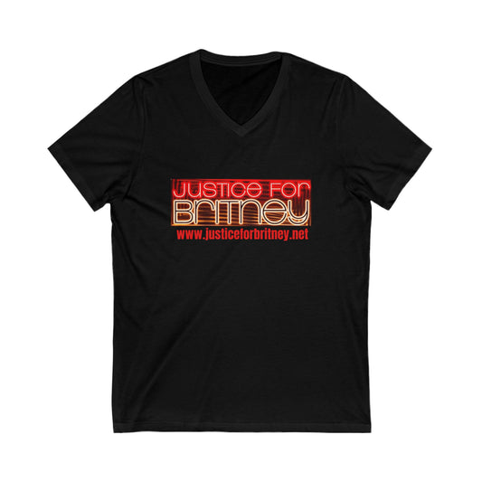 Justice for Britney V-Neck Tee, Lightweight Casual T-Shirt
