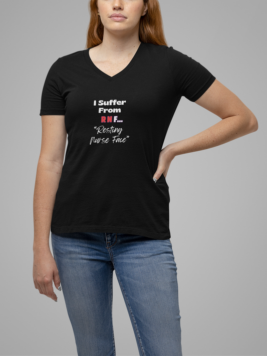 Resting Nurse Face Ladies' V-Neck T-Shirt