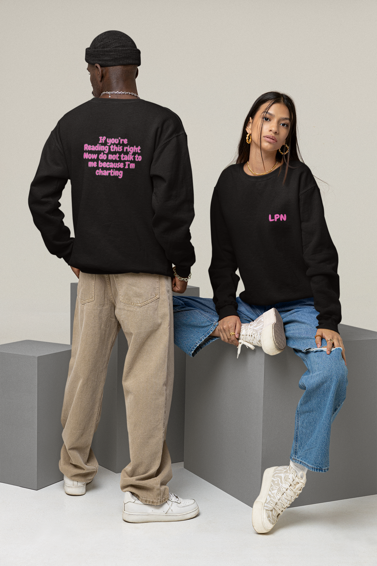 Do Not Talk To Me Because I Am Charting LPN Unisex Heavy Blend™ Crewneck Sweatshirt 2 Sided Print